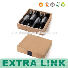 Cartón de cartón de 4 botellas impreso cajas decorativas de vino